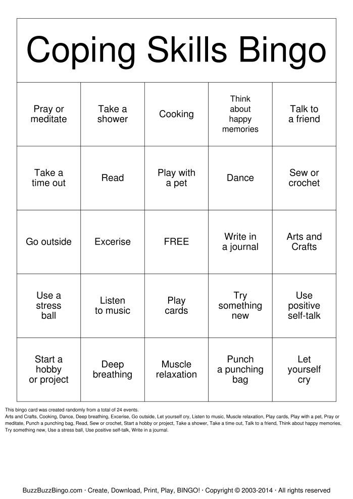 Free printable therapy bingo